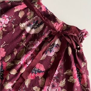 Lauren Conrad Burgundy Floral Skirt